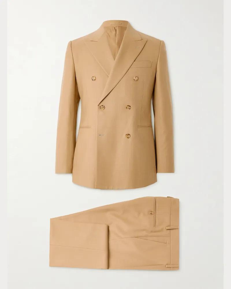 LARDINI Doppelreihiger Anzug aus Twill aus einer Schurwollmischung Braun