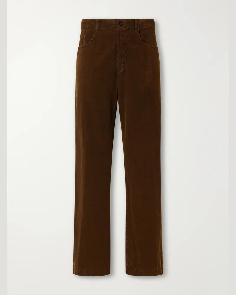 Dries van Noten Straight-Leg Cotton-Corduroy Trousers Brown