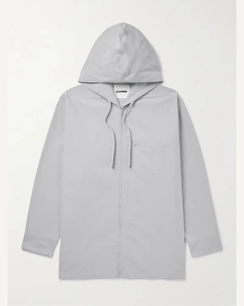 Jil Sander Kapuzenjacke aus strukturierter Baumwolle Grau