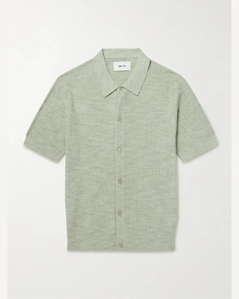 NN 07 Nolan 6695 Textured-Knit Organic Cotton Shirt Green