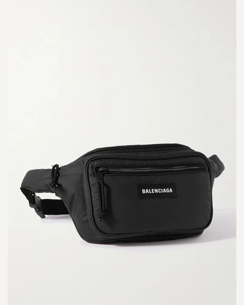 Balenciaga Explorer Logo-Appliquéd Nylon Belt Bag Black