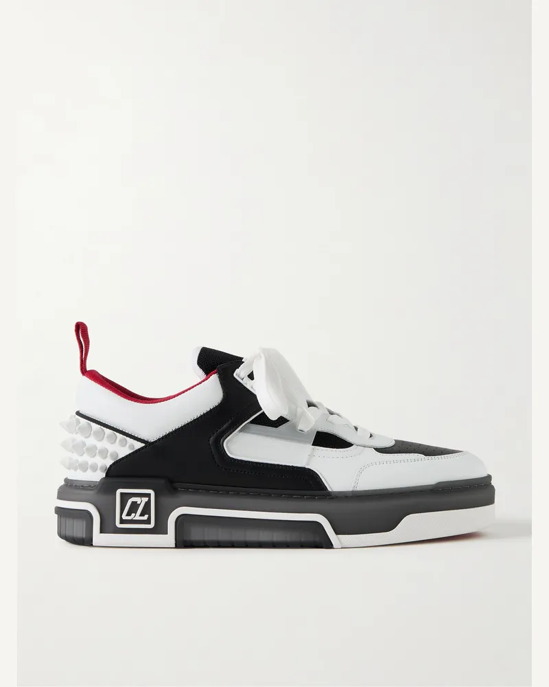 Christian Louboutin Astroloubi Sneakers aus Leder und Mesh mit Stachelnieten Weiß