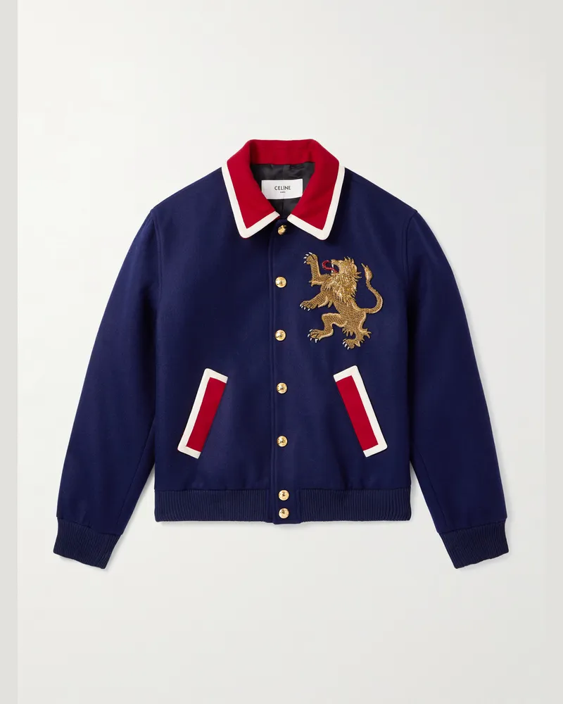 Celine Teddy Bomberjacke aus Wollflanell mit Verzierung Blau