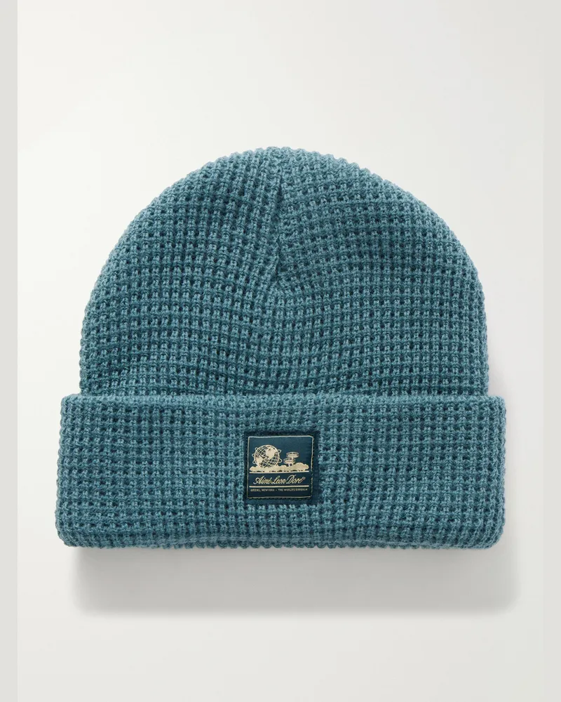 Aimé Leon Dore Logo-Appliquéd Waffle-Knit Beanie Green