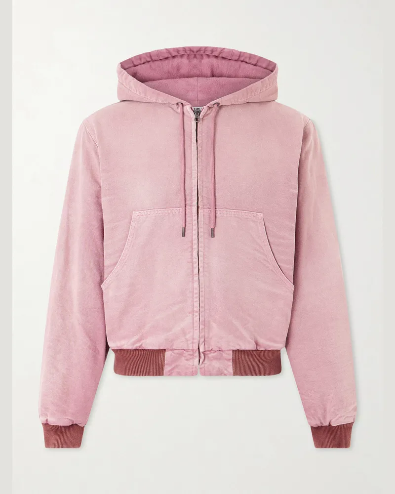AURALEE Kapuzenjacke aus Baumwoll-Canvas mit Reißverschluss in Stückfärbung Pink
