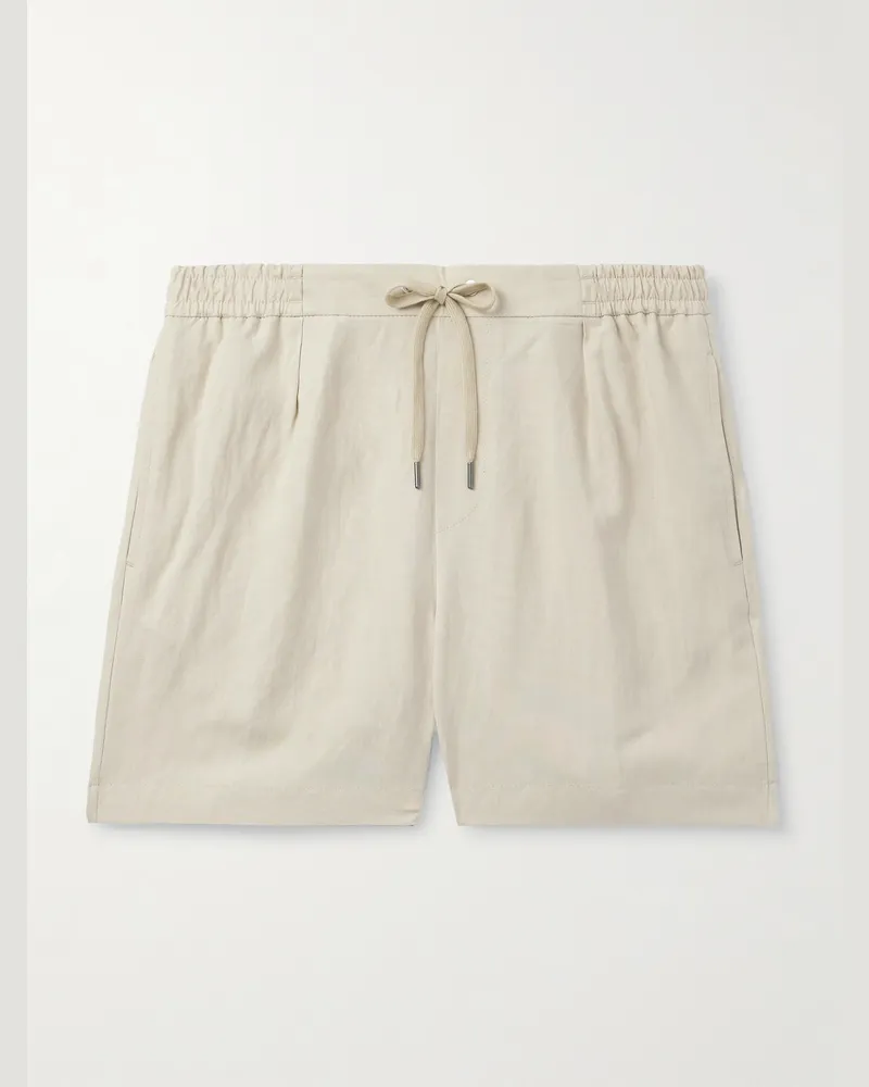 Ralph Lauren Dorset gerade geschnittene Shorts aus einer Seiden-Leinenmischung mit Kordelzugbund und Falten Neutral