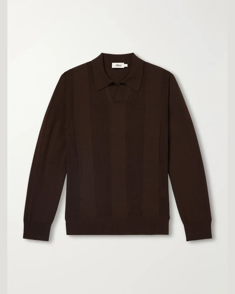 Altea Virgin Wool Polo Sweater Brown