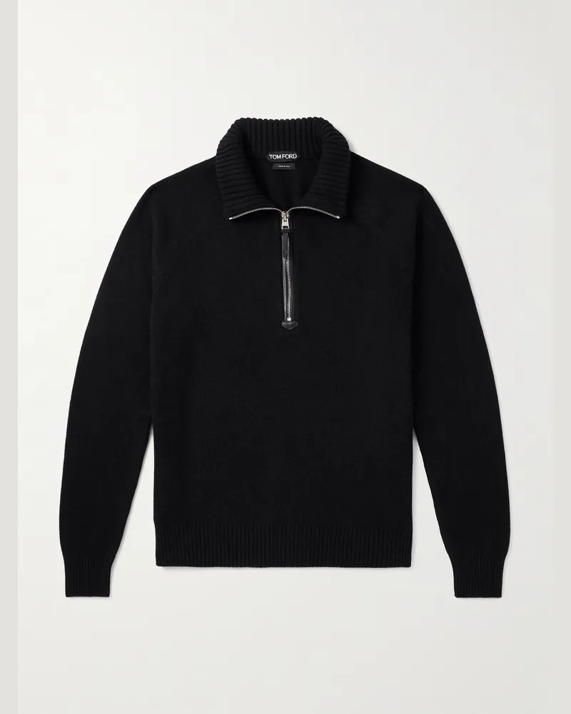 Tom Ford Rollkragenpullover aus einer Woll-Kaschmirmischung mit kurzem Reißverschluss Schwarz