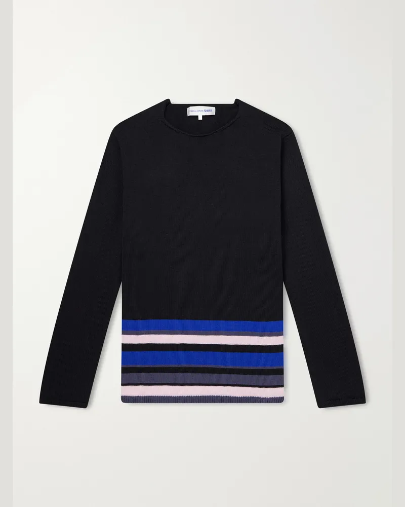 Comme des Garçons Striped Wool-Blend Gauze Sweater Black