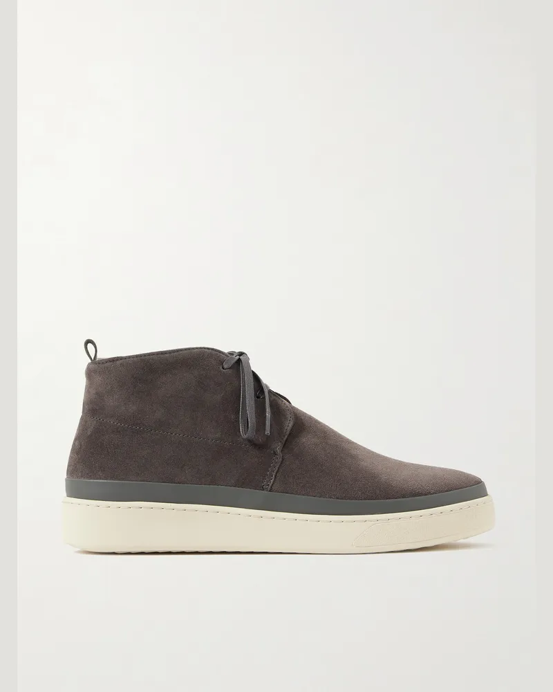 MULO Chukka-Stiefel aus gewachstem Veloursleder mit Lederbesatz Grau