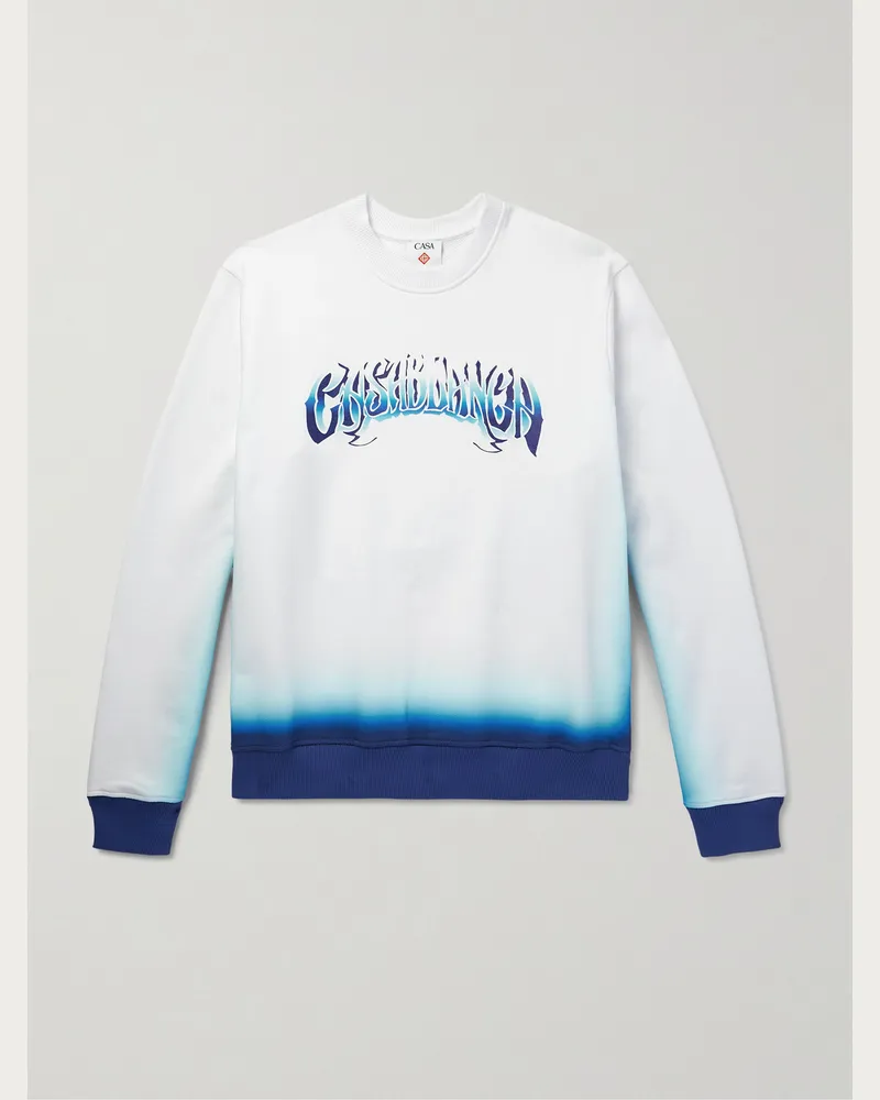 Casablanca Paris Sweatshirt aus Baumwoll-Jersey mit Farbverlauf und Logoprint Blau