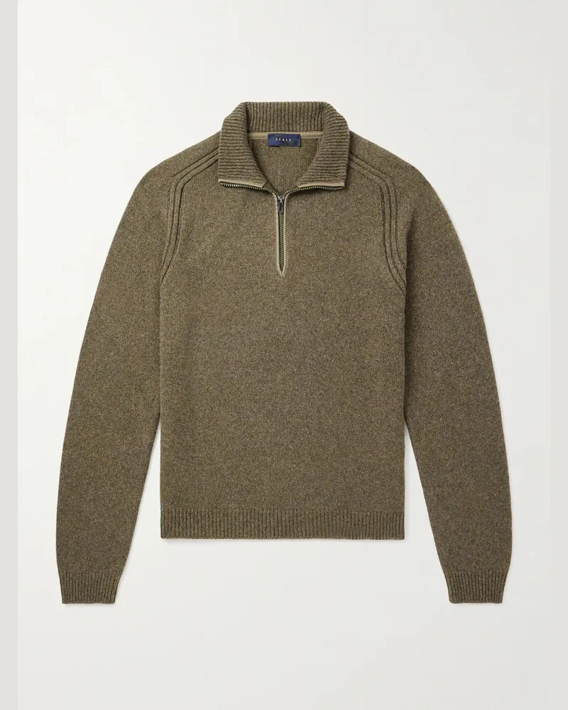 SEASE Cashmere Half-Zip Sweater Green