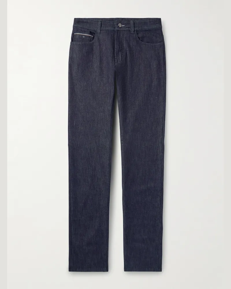 Canali Schmal und gerade geschnittene Jeans mit Selvedge-Besatz Blau
