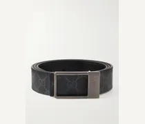 3.5cm Reversible Monogrammed Coated-Canvas and Leather Belt