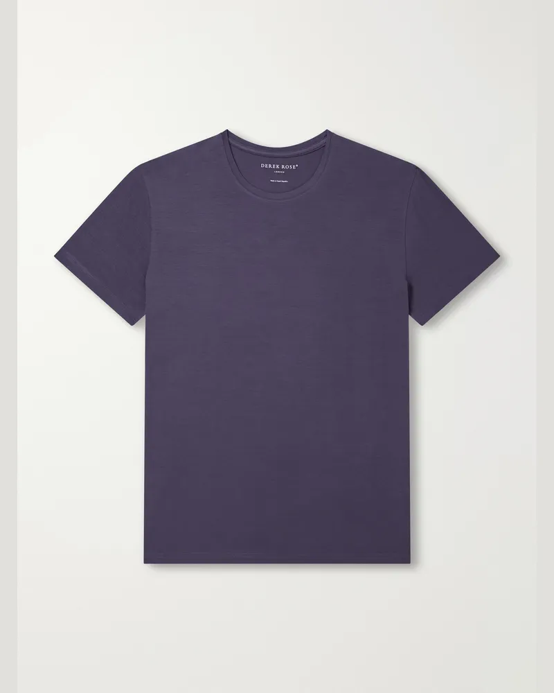 Derek Rose Basel Stretch-Modal Jersey Pyjama T-Shirt Blue