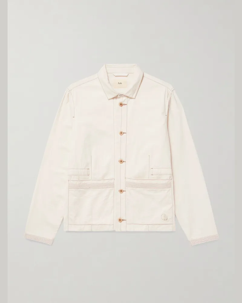 Folk Anniversary Cotton-Twill Jacket Neutrals
