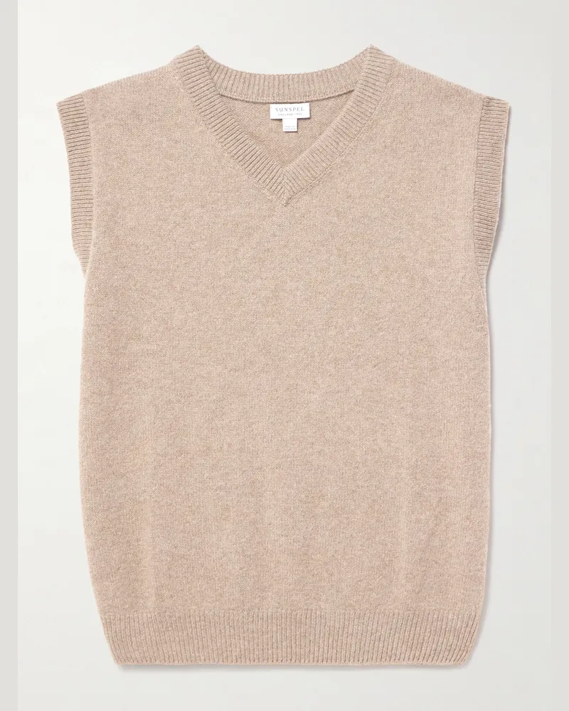 Sunspel Ärmelloser Pullover aus Wolle Neutral