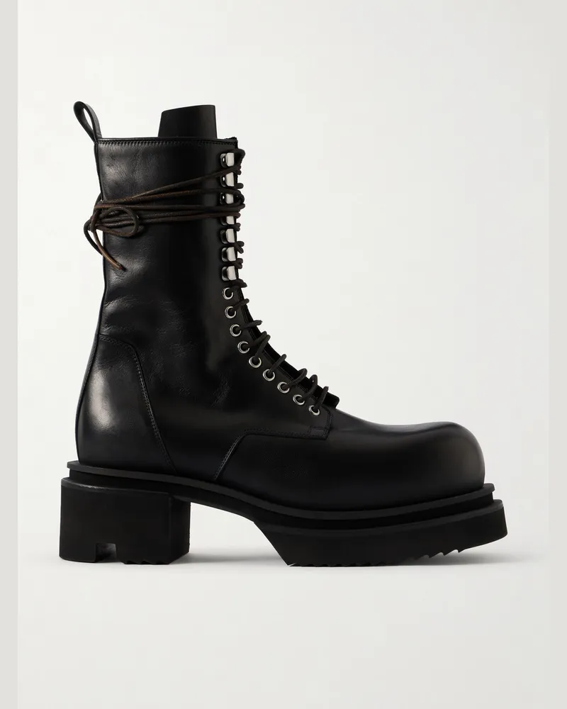 Rick Owens Bogun Leather Lace-up Boots Black