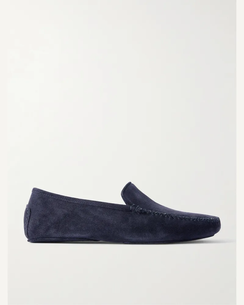 Thom Sweeney Slippers aus Veloursleder Blau