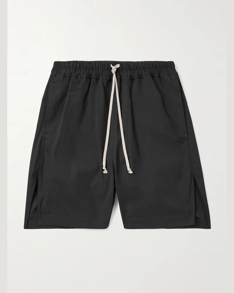 Rick Owens Gerade geschnittene Shorts aus Popeline aus einer Baumwollmischung mit Kordelzugbund Schwarz