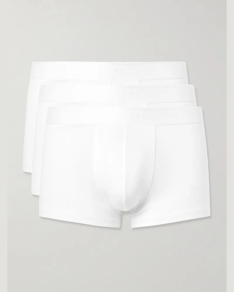 Sunspel Three-Pack Stretch-Cotton Boxer Briefs White
