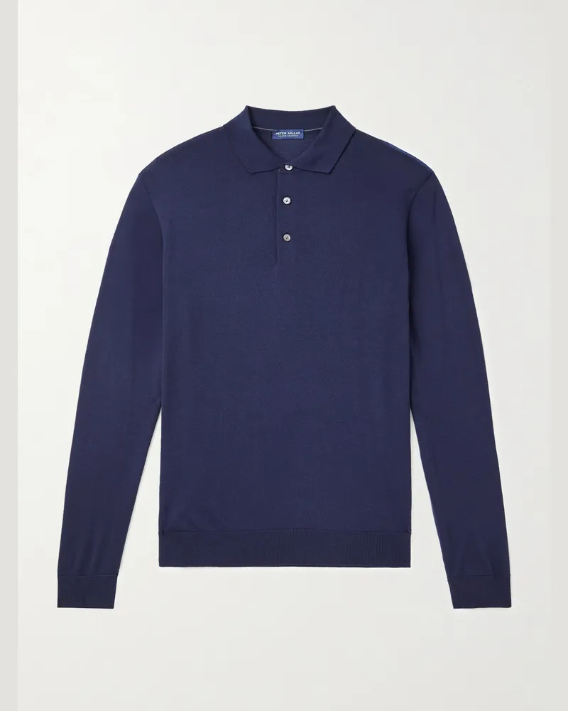 Peter Millar Dorset Pullover aus Merinowolle mit Polokragen Blau