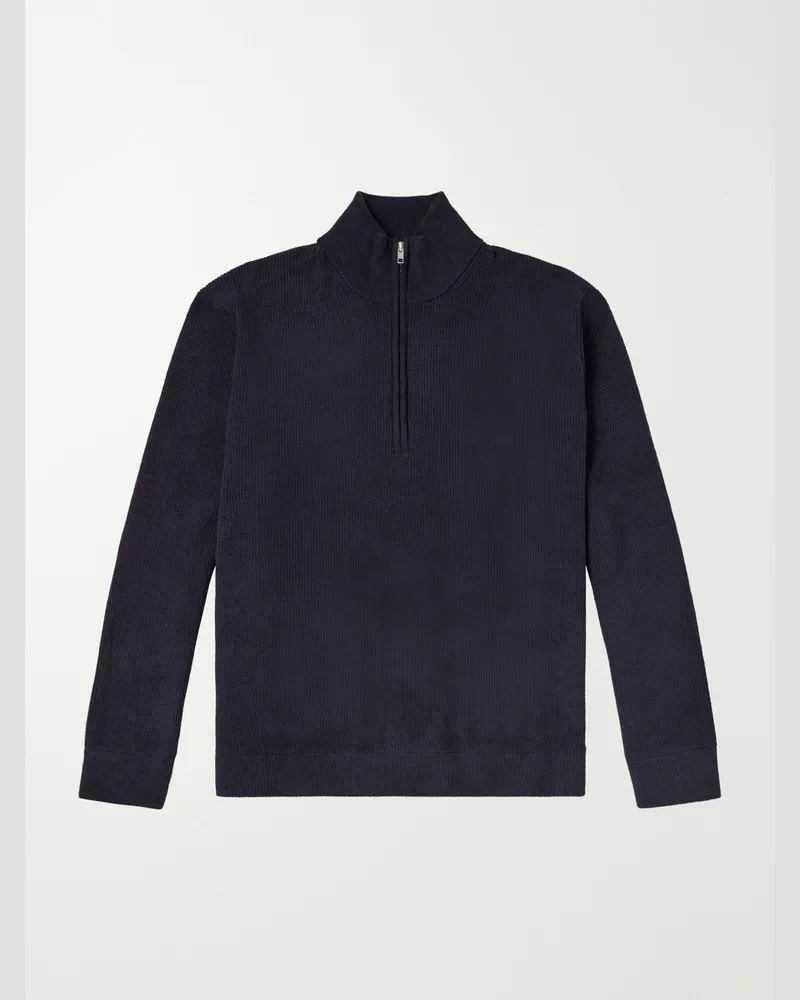 NN 07 Danny 6429 Ribbed Chenille Half-Zip Sweater Blue