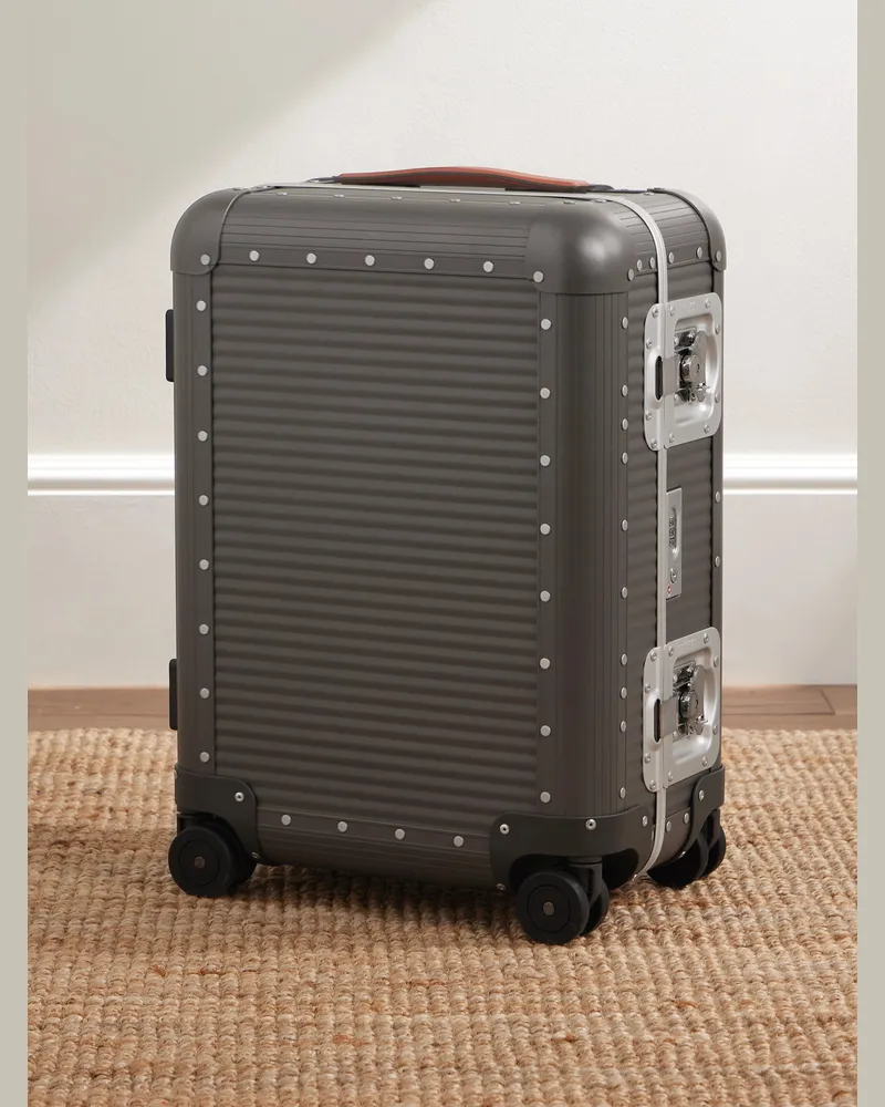 FPM Bank Handgepäckkoffer aus Aluminium mit Rollen und Gummibesatz, 55 cm Silber