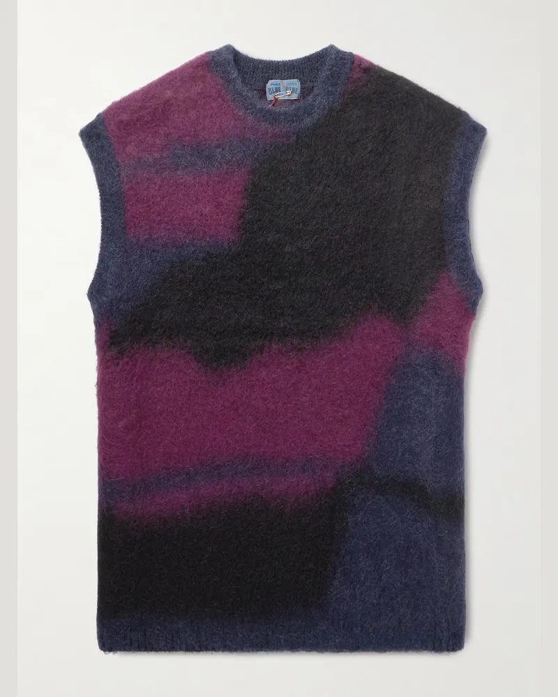 Blue Blue Japan Ärmelloser Pullover aus gebürstetem Jacquard-Strick mit Farbverlauf Lila