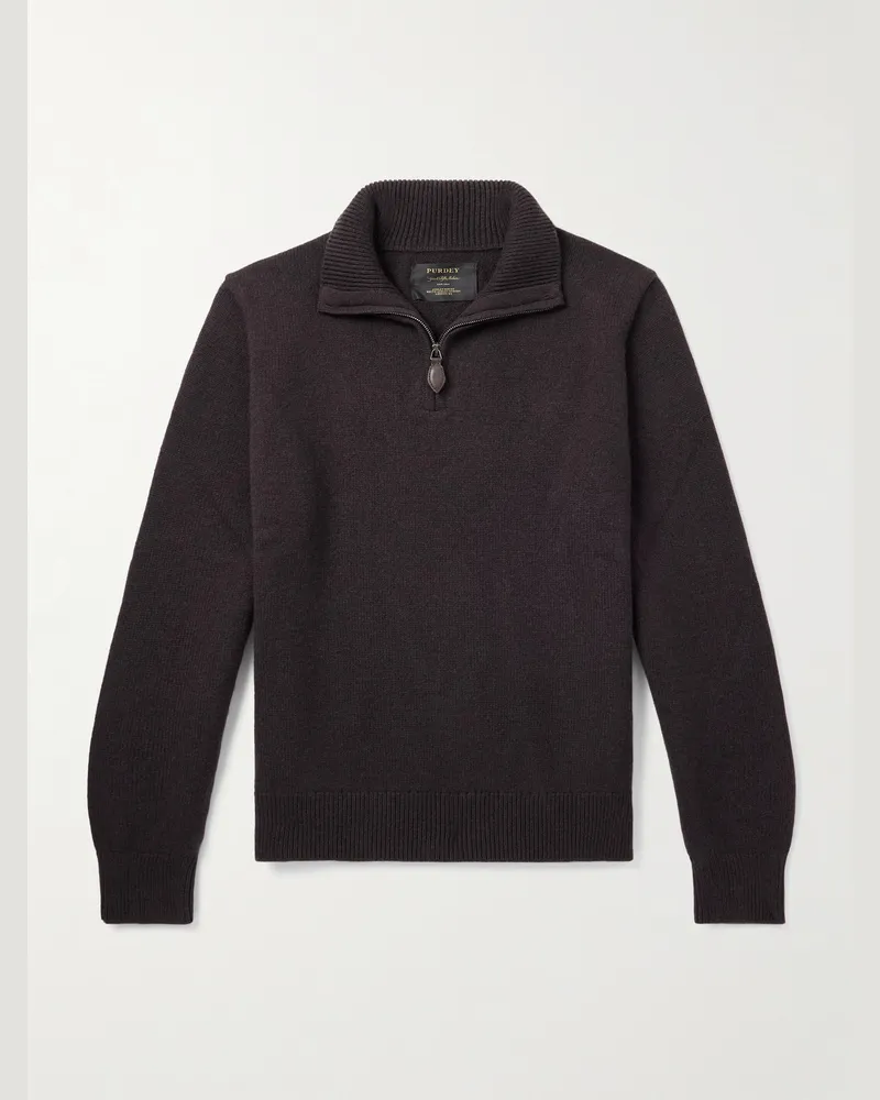 PURDEY Hertford Wool Half-Zip Sweater Brown