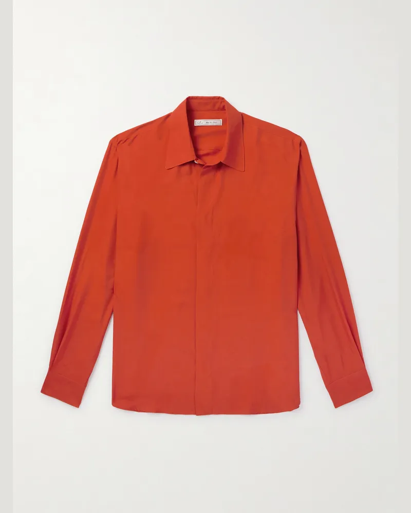 Umit Benan Hemd aus Seide Orange