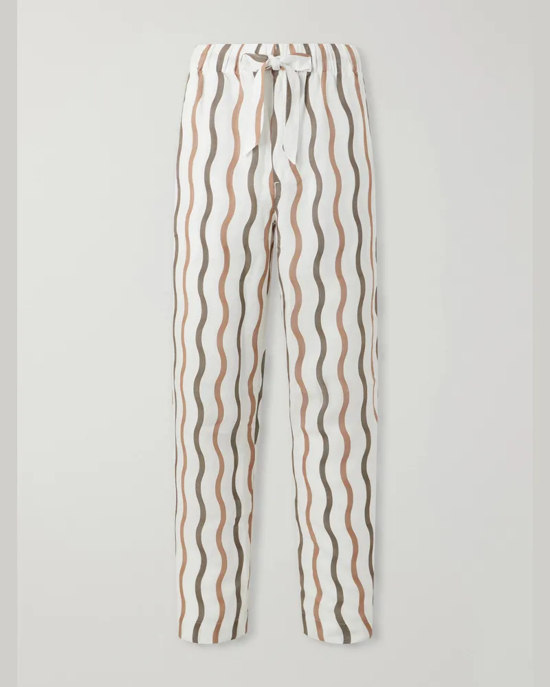 Frescobol Carioca La Marzocco Delfino Striped Tencel® and Linen-Blend Pyjama Bottoms Neutrals