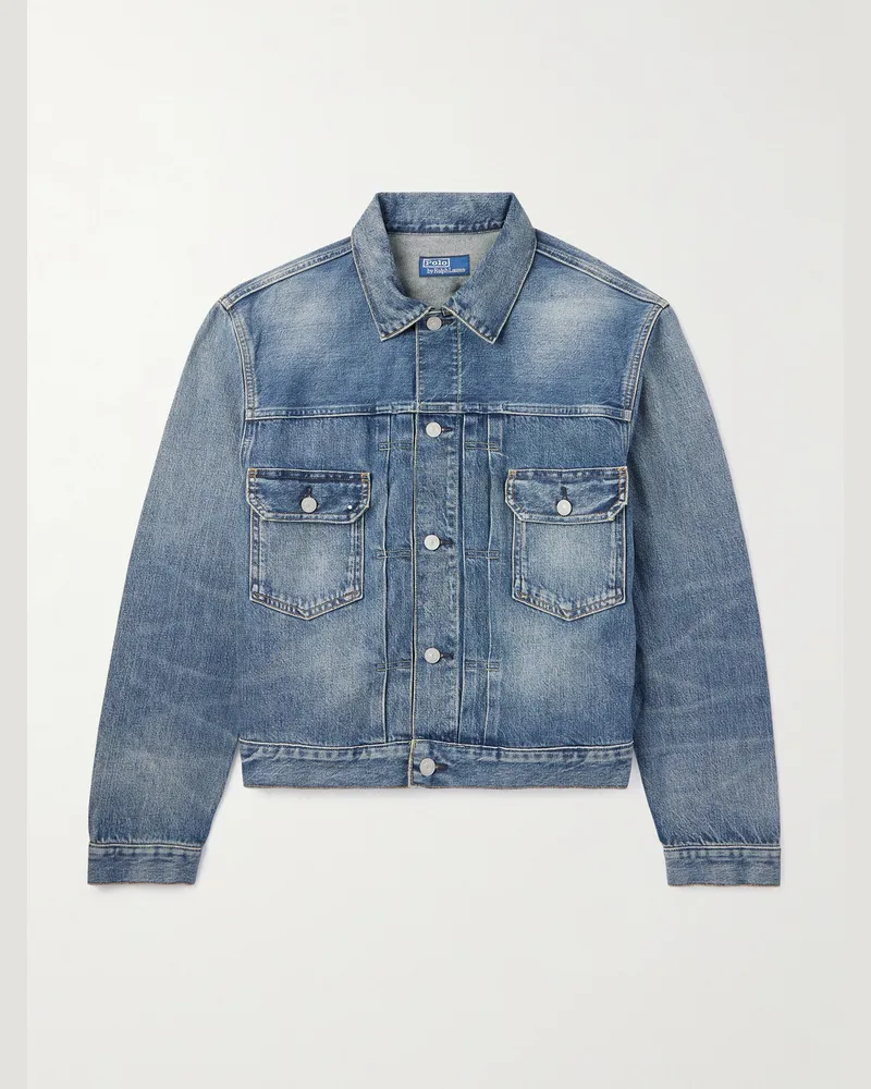Ralph Lauren Verkürzte Jeansjacke Blau