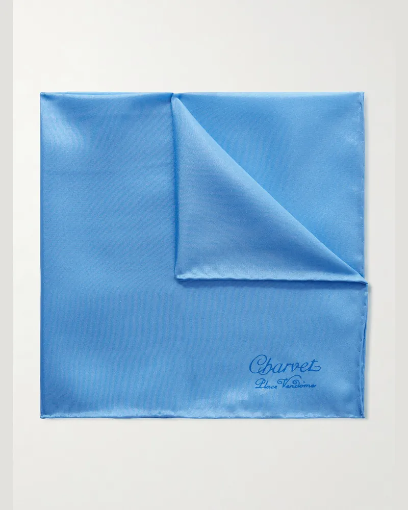 Charvet Einstecktuch aus Seide Blau