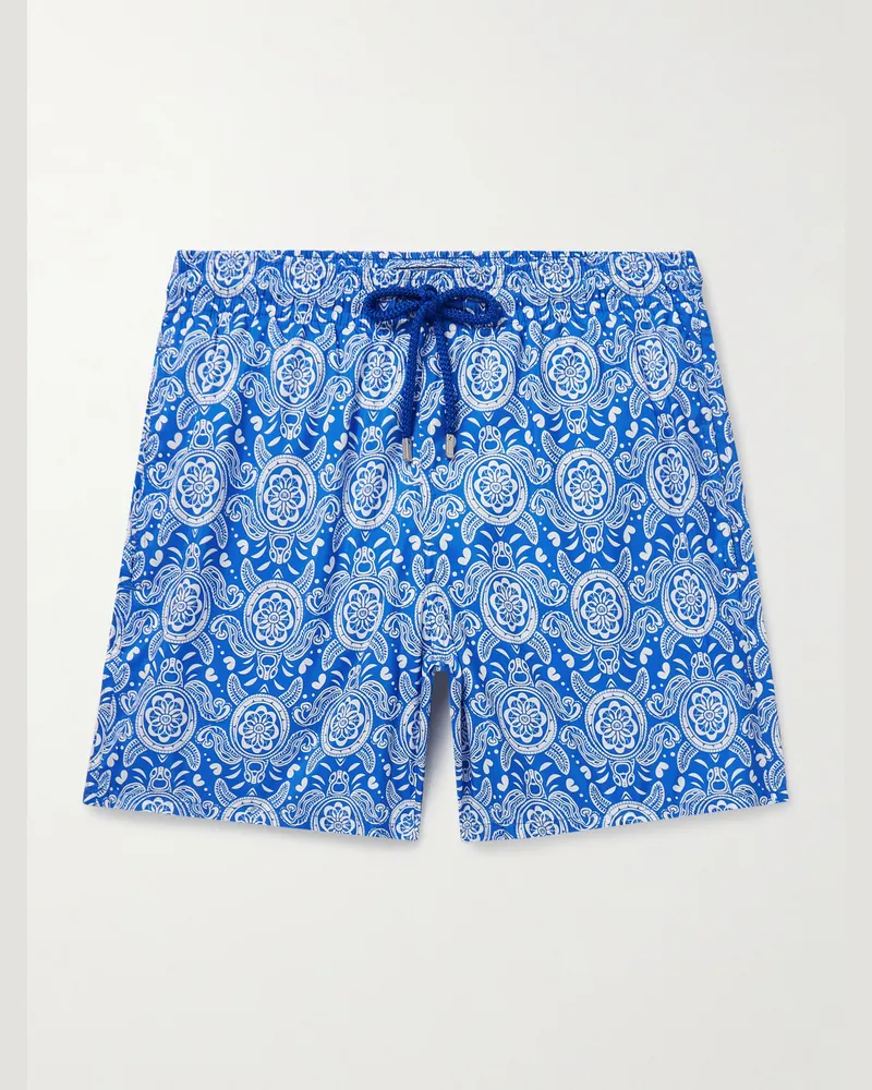 Vilebrequin Mahina gerade geschnittene mittellange Badeshorts aus recyceltem Material Blau