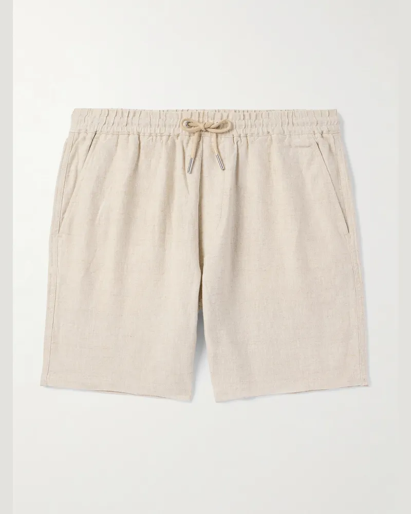 NN 07 Gregor 1454 Straight-Leg Linen Drawstring Shorts Neutrals