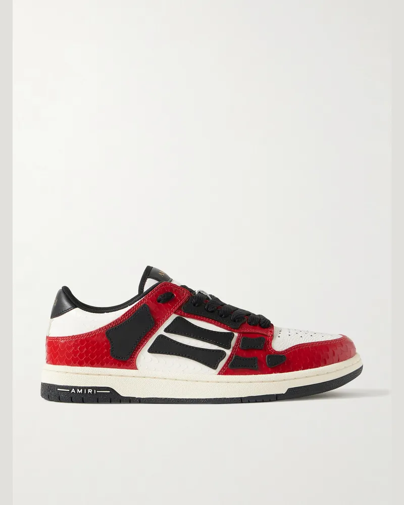 Amiri Skel-Top Sneakers aus Leder mit Applikation und Schlangeneffekt Rot