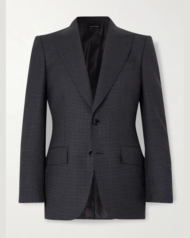 Tom Ford Dyllan Houndstooth Wool-Blend Suit Jacket Gray
