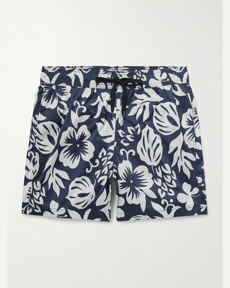 Onia Charles gerade geschnittene mittellange Badeshorts mit Blumenprint Blau