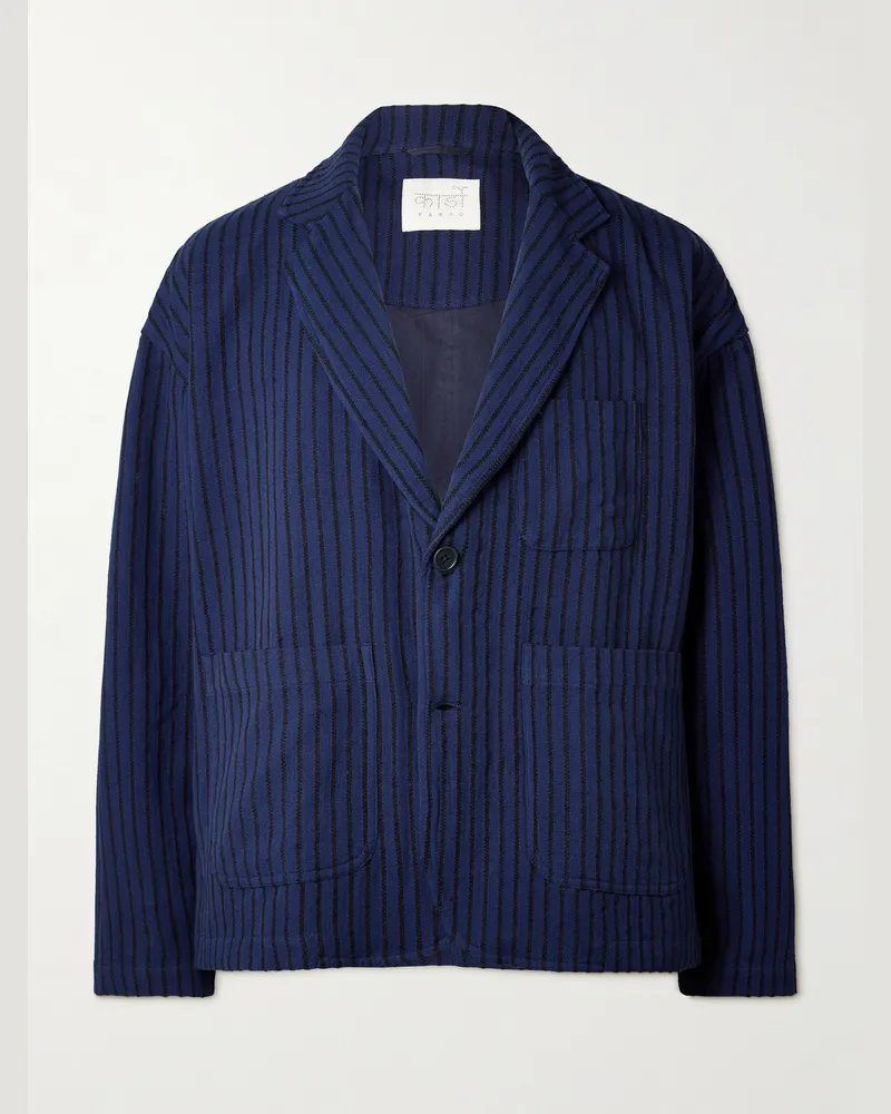 KARDO Hugh 2.0 Unstructured Striped Cotton Suit Jacket Blue
