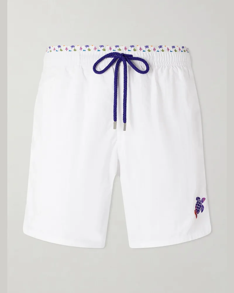 Vilebrequin Moka gerade geschnittene, mittellange Badeshorts aus ECONYL Weiß