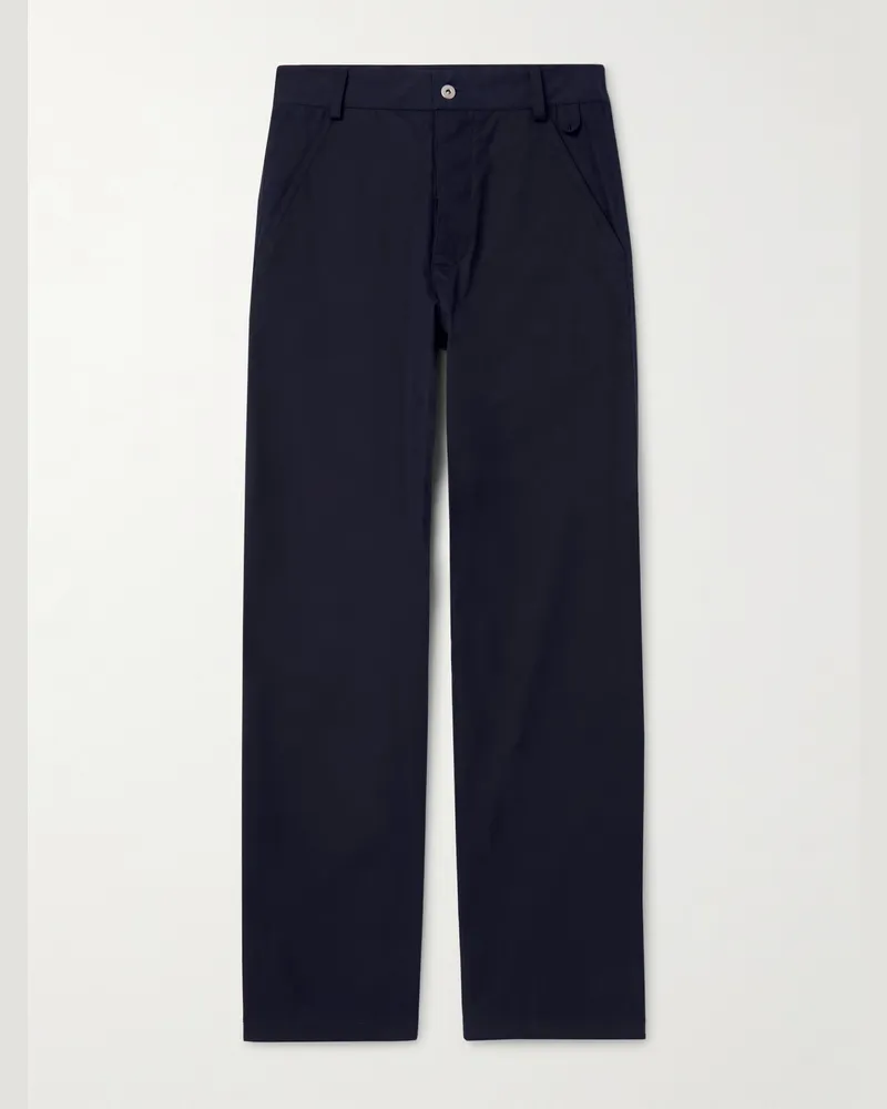 Bottega Veneta Gerade geschnittene Hose aus Baumwoll-Twill Blau