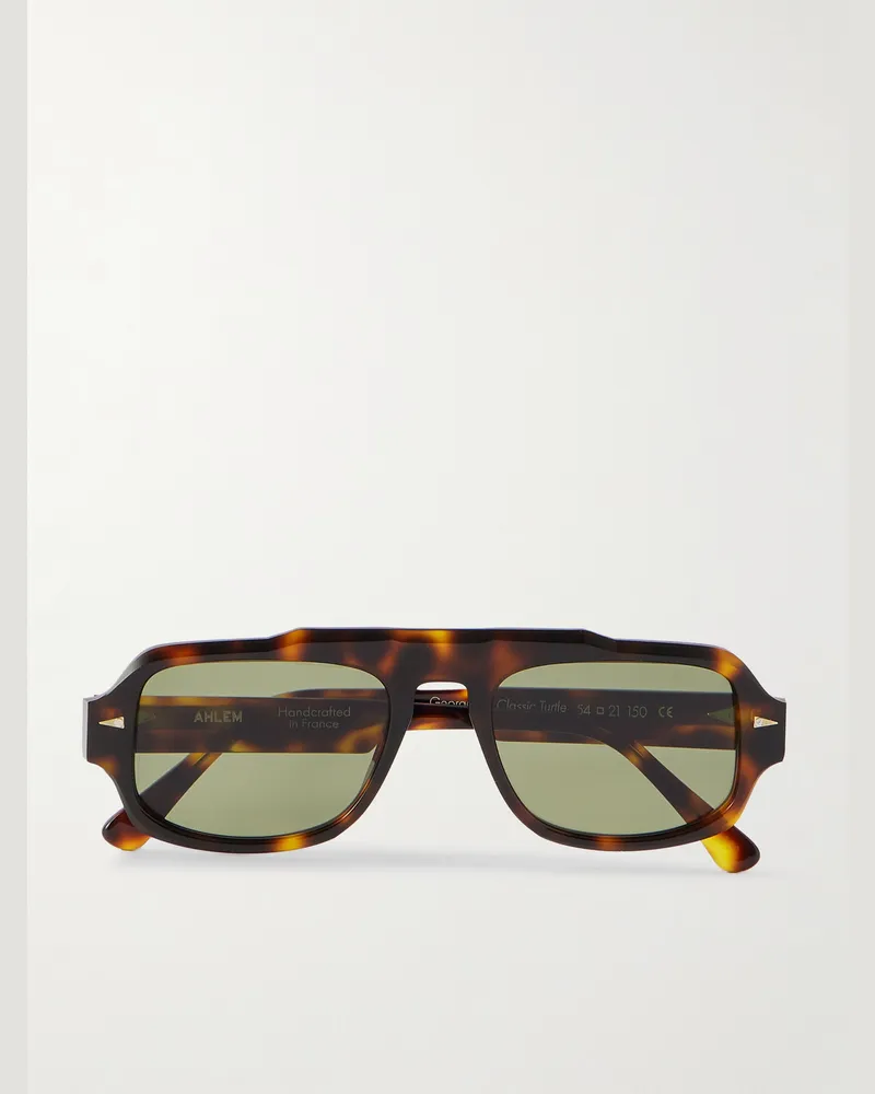 AHLEM George V Pilotensonnenbrille aus Azetat in Schildpattoptik Braun