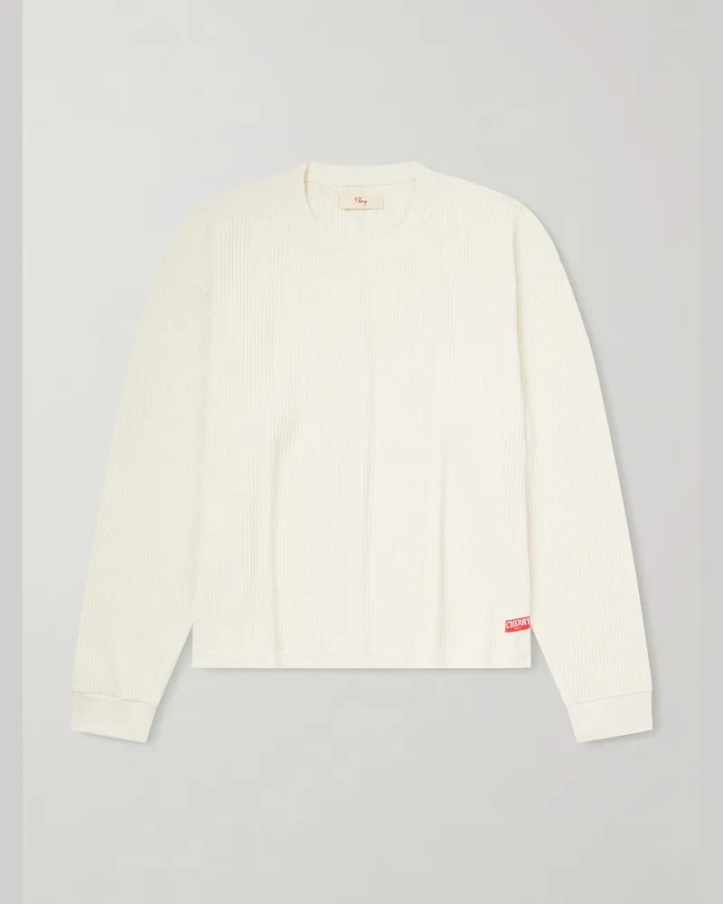 Cherry Los Angeles Logo-Print Cotton Waffle-Jersey T-Shirt Neutrals