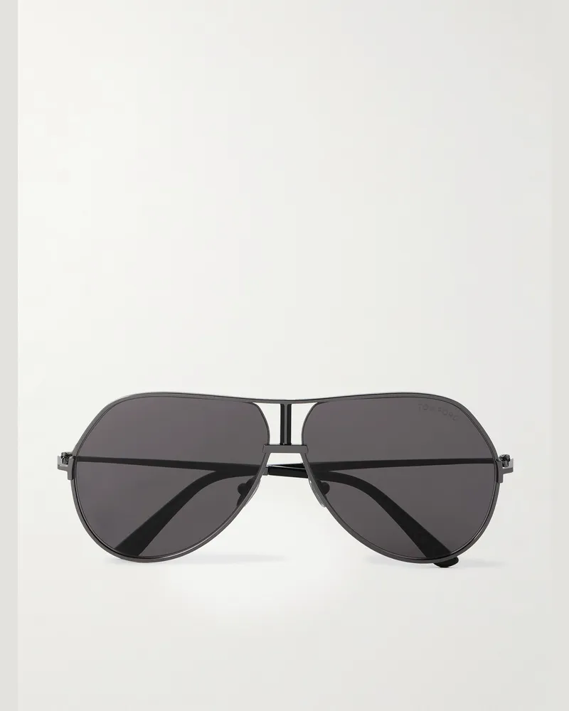 Tom Ford Rickie-02 Aviator-Style Gunmetal-Tone Sunglasses Black