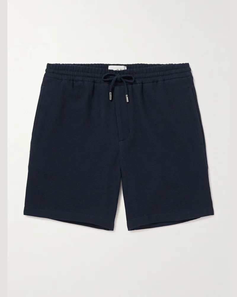 MR P. Gerade geschnittene Shorts aus Biobaumwolle in Waffelstrick mit Kordelzugbund Blau