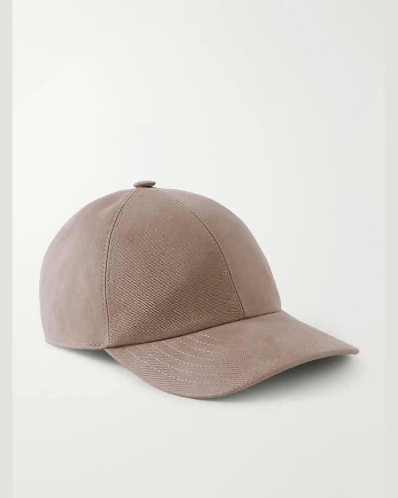 PURDEY Logo-Embroidered Cotton-Twill Baseball Cap Brown