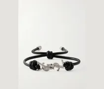 Silver-Tone and Leather Bracelet