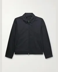 Dunhill Blouson aus einer Woll-Maulbeerseidenmischung Blau