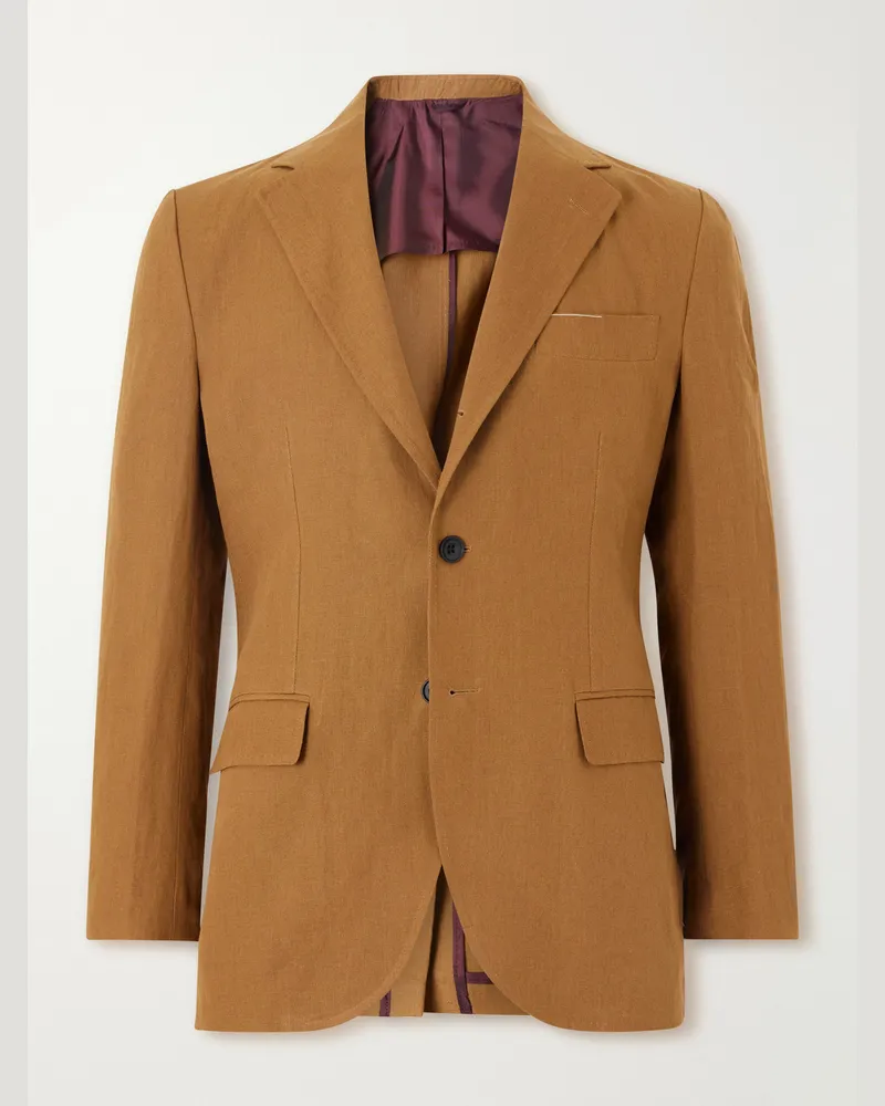 Rubinacci Linen Suit Jacket Brown